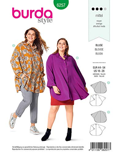 burda-style-6257-longbluse-damen-44-54-plus-size-mit-kragen-schnittmuster image 2