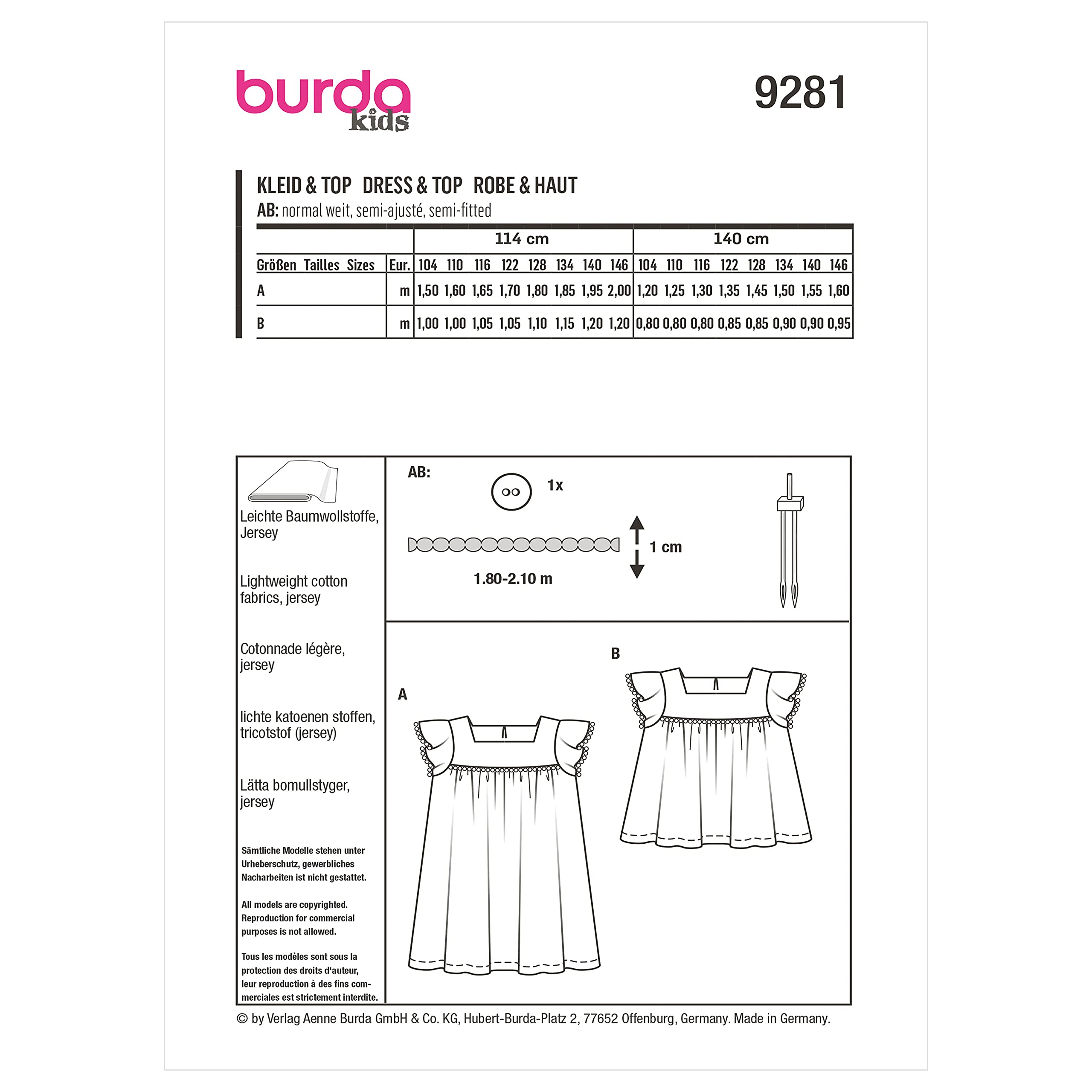 burda-style-9281-schnittmuster-kleid-und-top-kids-gr-104-146 image 2