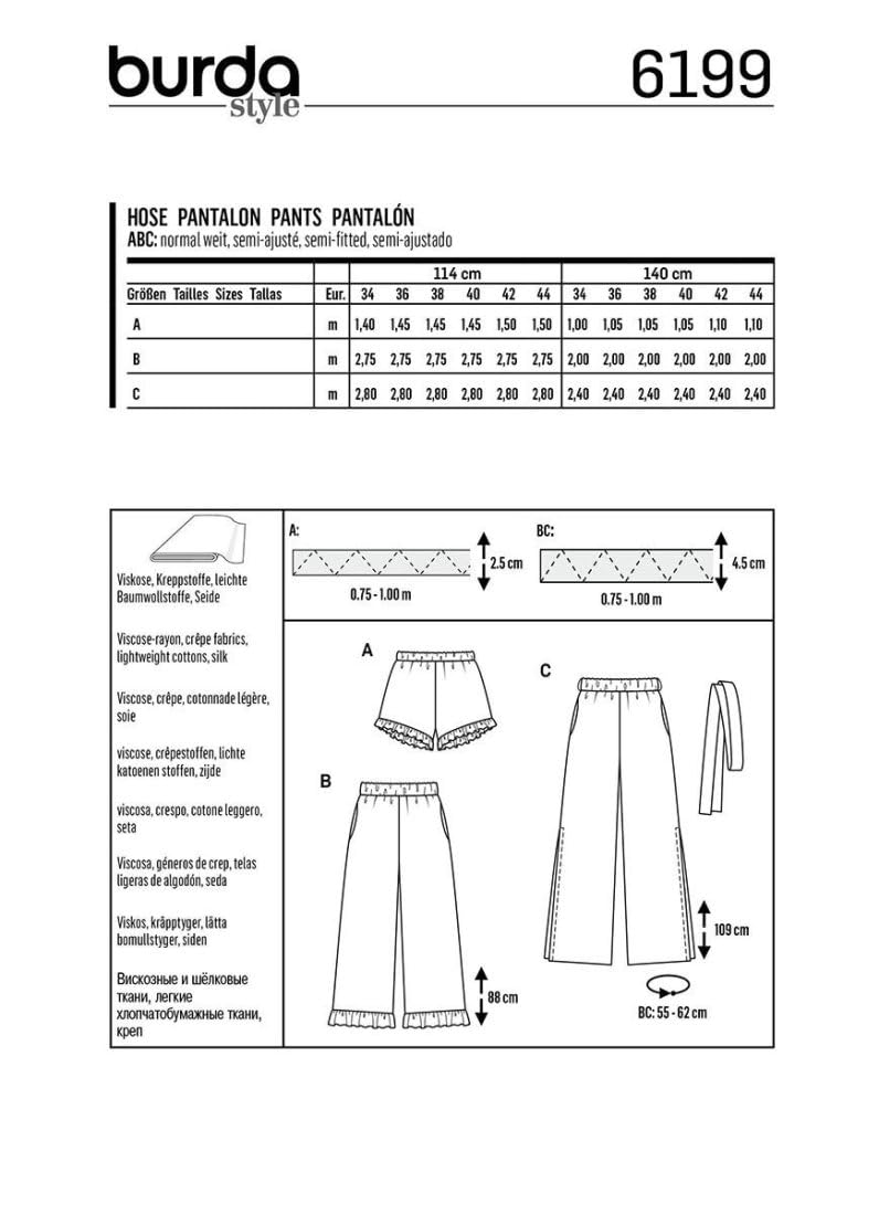burda-style-6199-damen-hose-und-shorts-gr-34-44-papierschnittmuster image 4