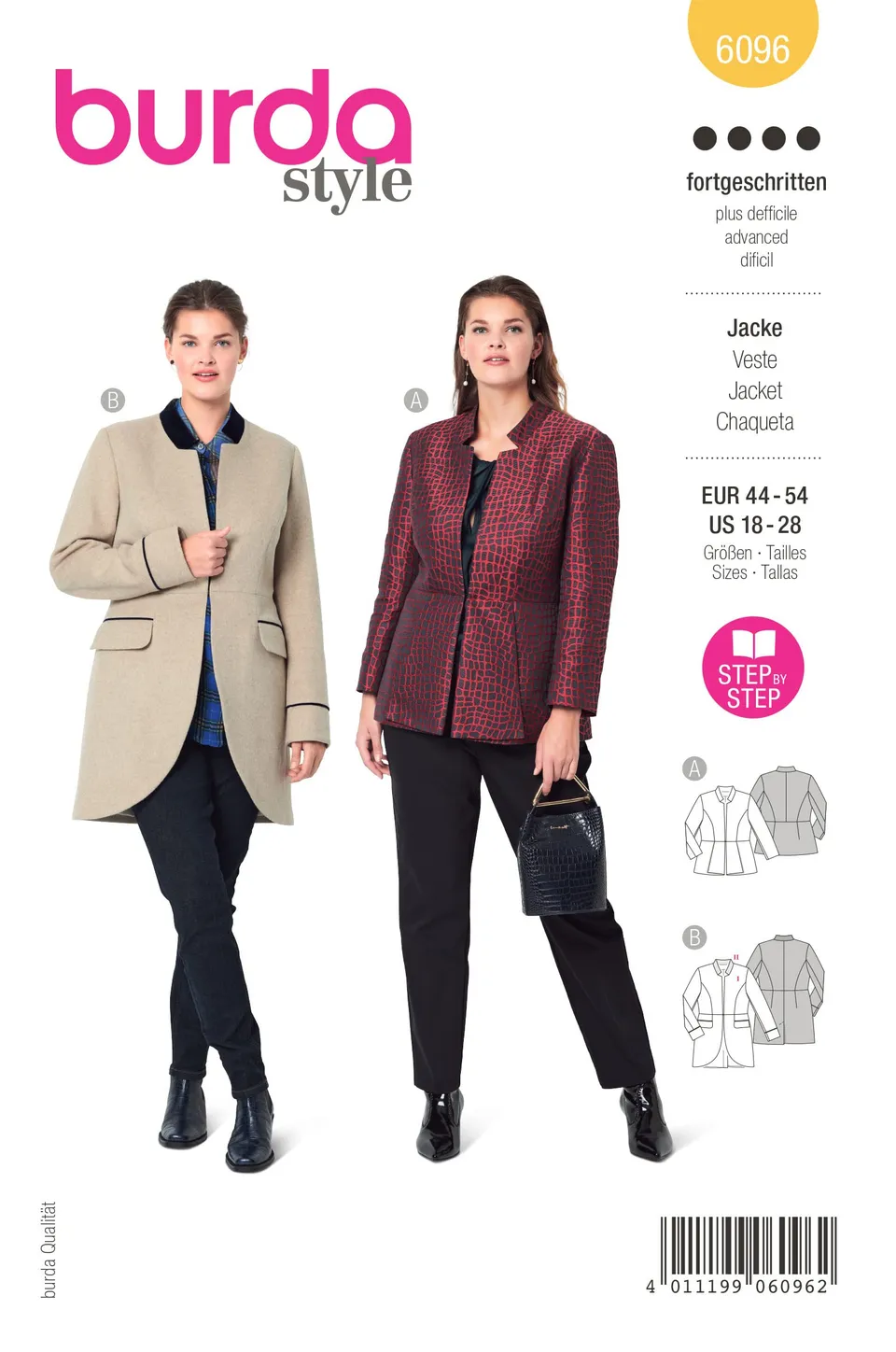 burda-style-6096-schnittmuster-jackenvariationen-damen-gr-44-54-papierschnittmus image 1