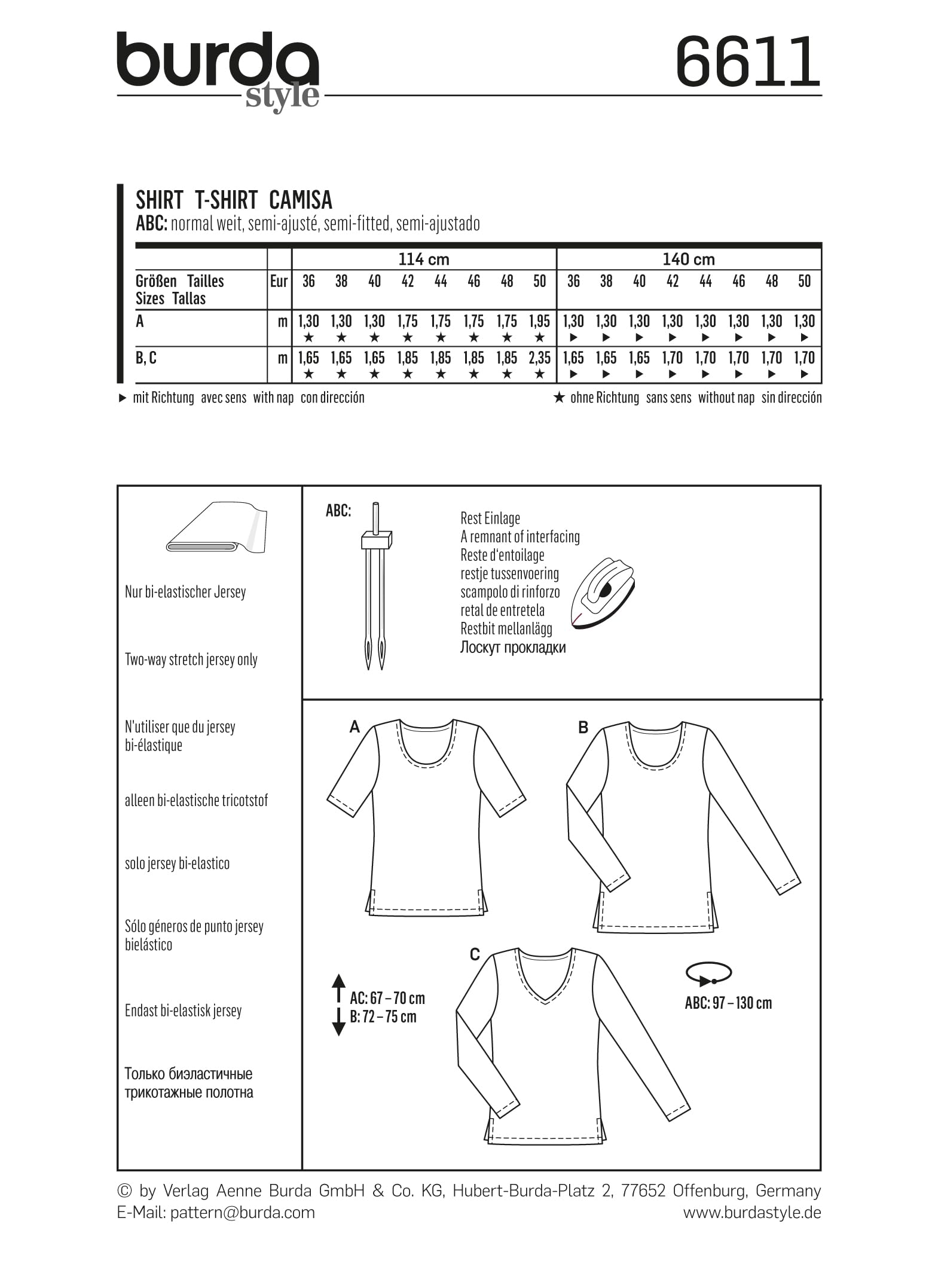 burda-easy-6611-damen-basic-t-shirt-schnittmuster-gr-36-50-papier image 2