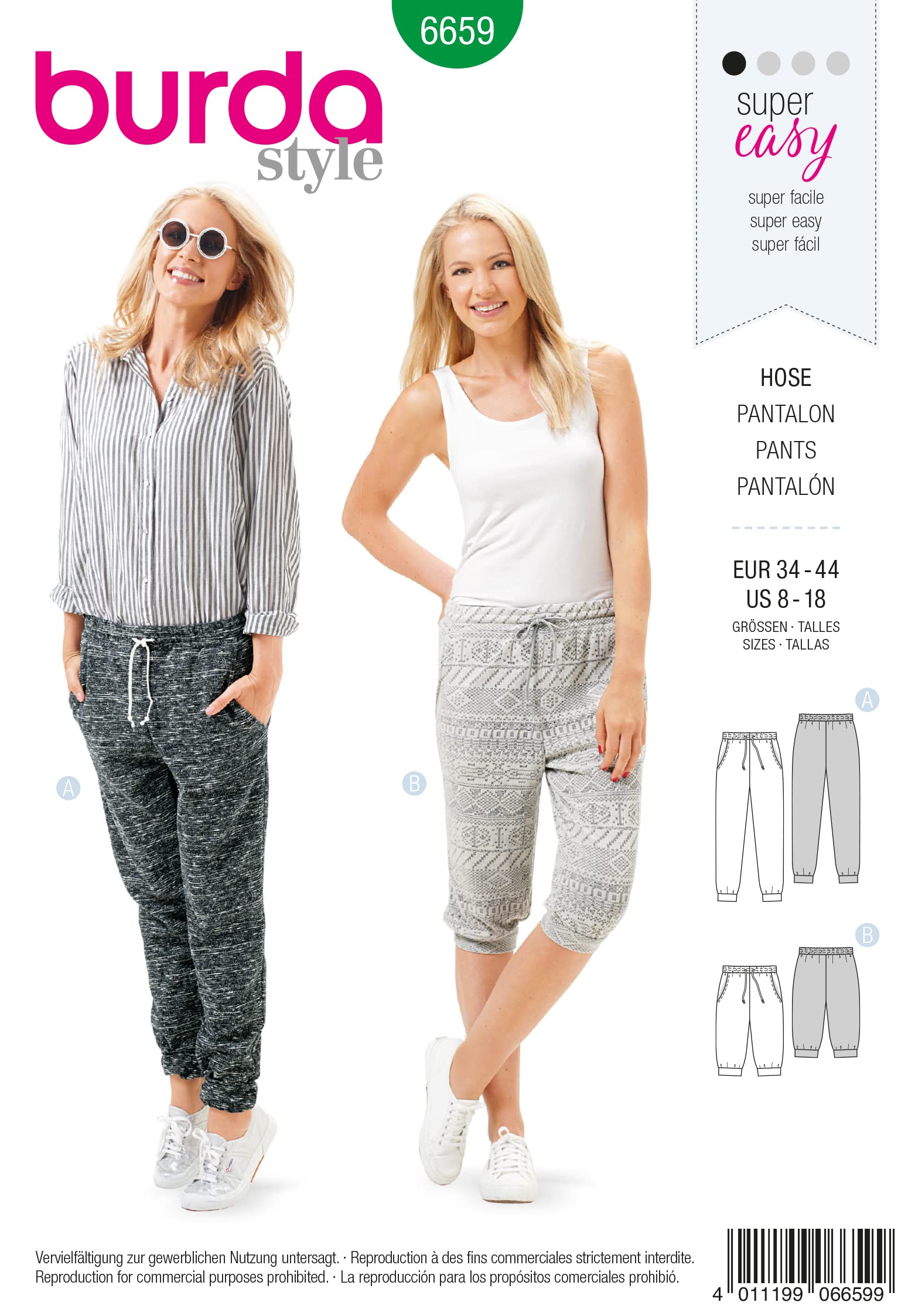 burda-style-schnittmuster-6659-damen-relax-hose-jersey-gr-34-44-mit-kordel image 1