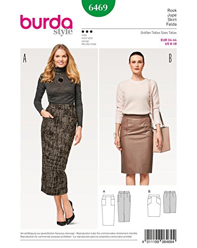 burda-6469-schnittmuster-damen-bleistiftrock-mit-taschen-gr-en-papierschnitt image 6