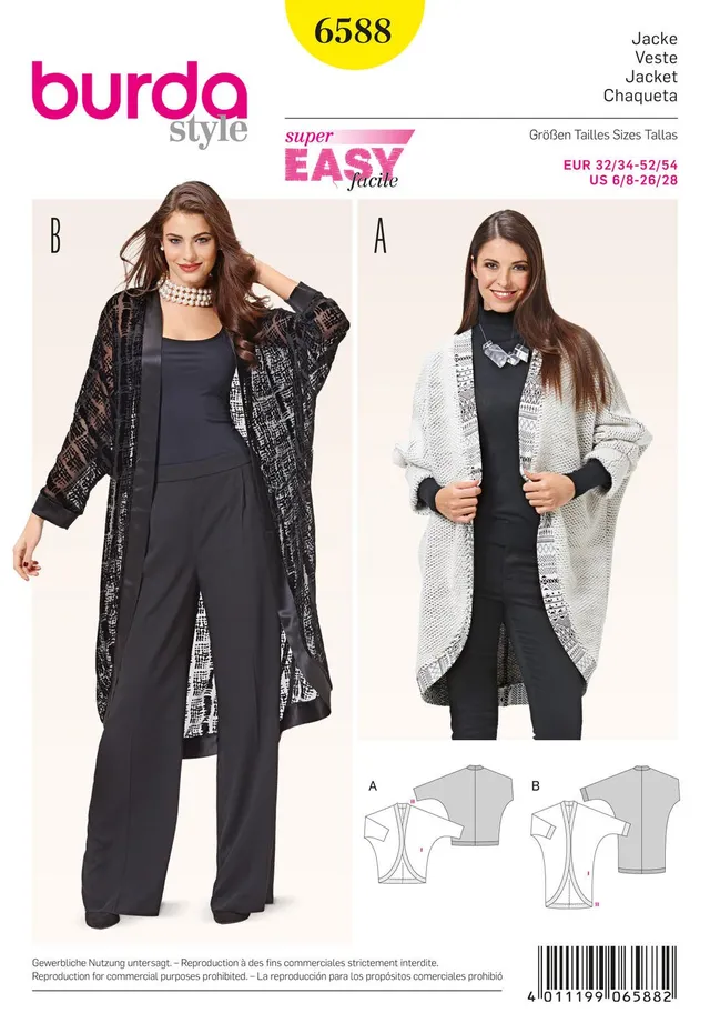 burda-style-b6588-schnittmuster-jacke-weste-kimono-rmel-gr-6-28 image 1