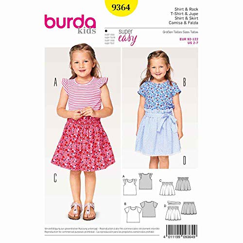 burda-style-kids-schnittmuster-9364-m-dchen-kurzarm-shirt-und-rock-mit-gummibund image 3