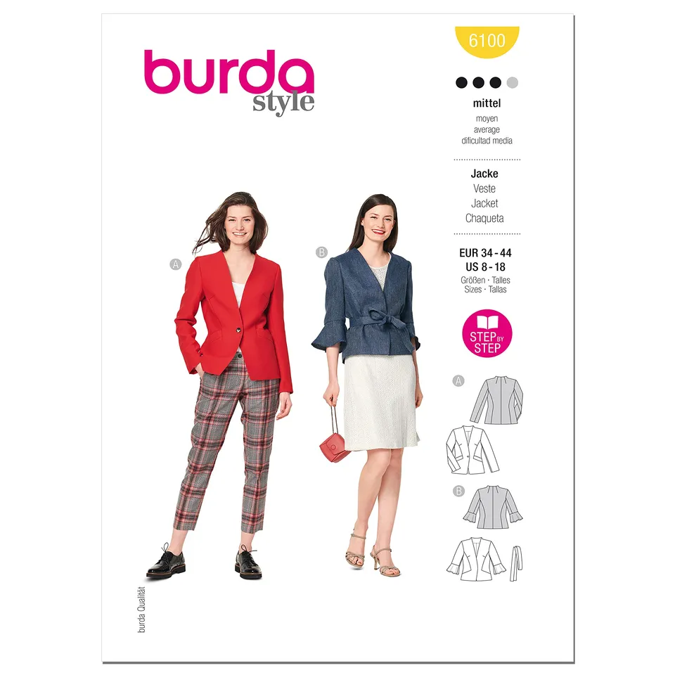 burda-style-jacken-n-hmuster-set-2-gef-tterte-jacken-mit-kragen-gr-34-44 image 1