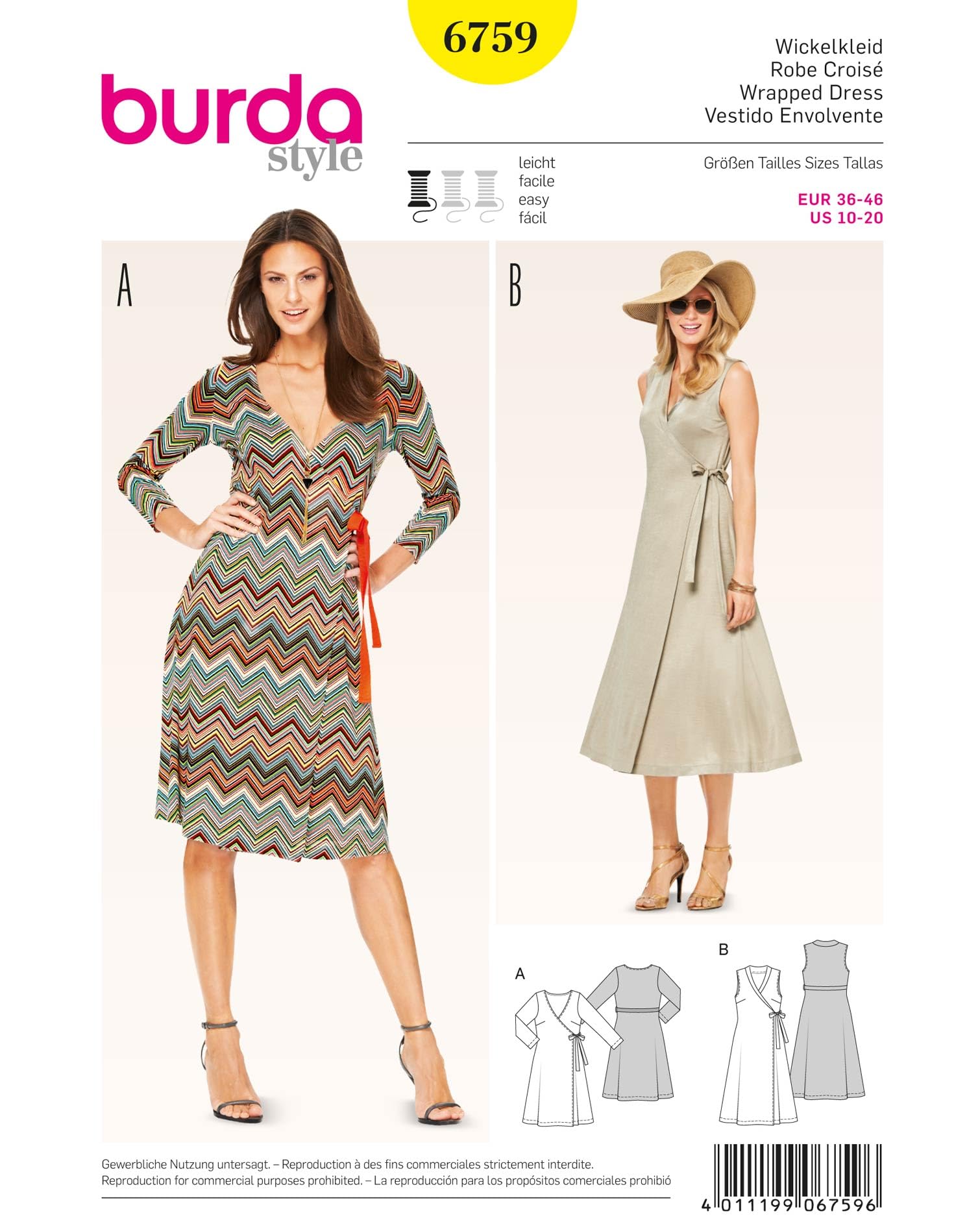 burda-style-6759-schnittmuster-damen-wickelkleid-gr-36-46-papierschnitt image 1