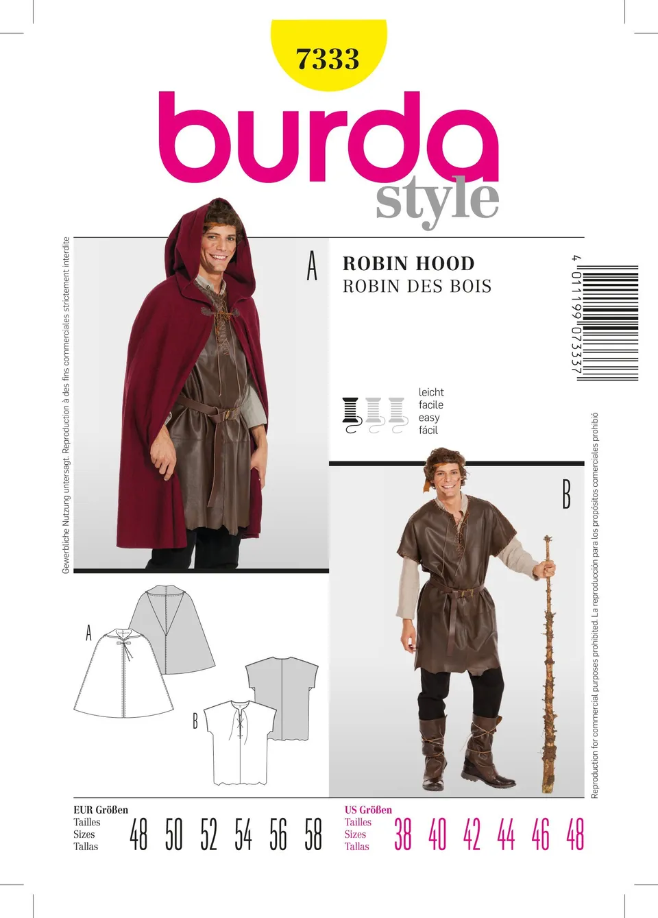burda-style-7333-schnittmuster-herren-kost-m-robin-hood-gr-48-58 image 1