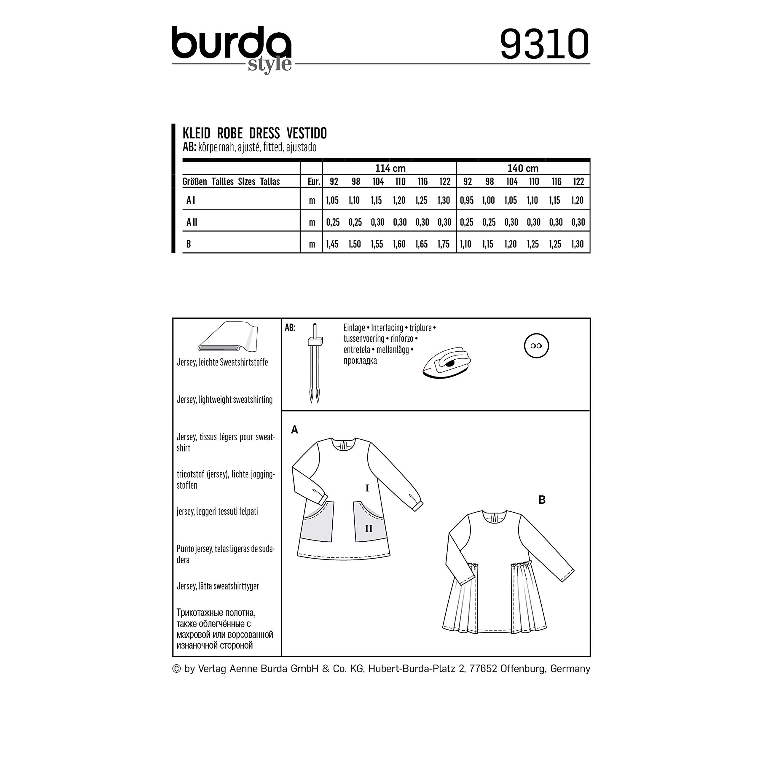 burda-style-9310-langarm-kleid-mit-taschen-und-berrock-papierschnittmuster-kids image 2
