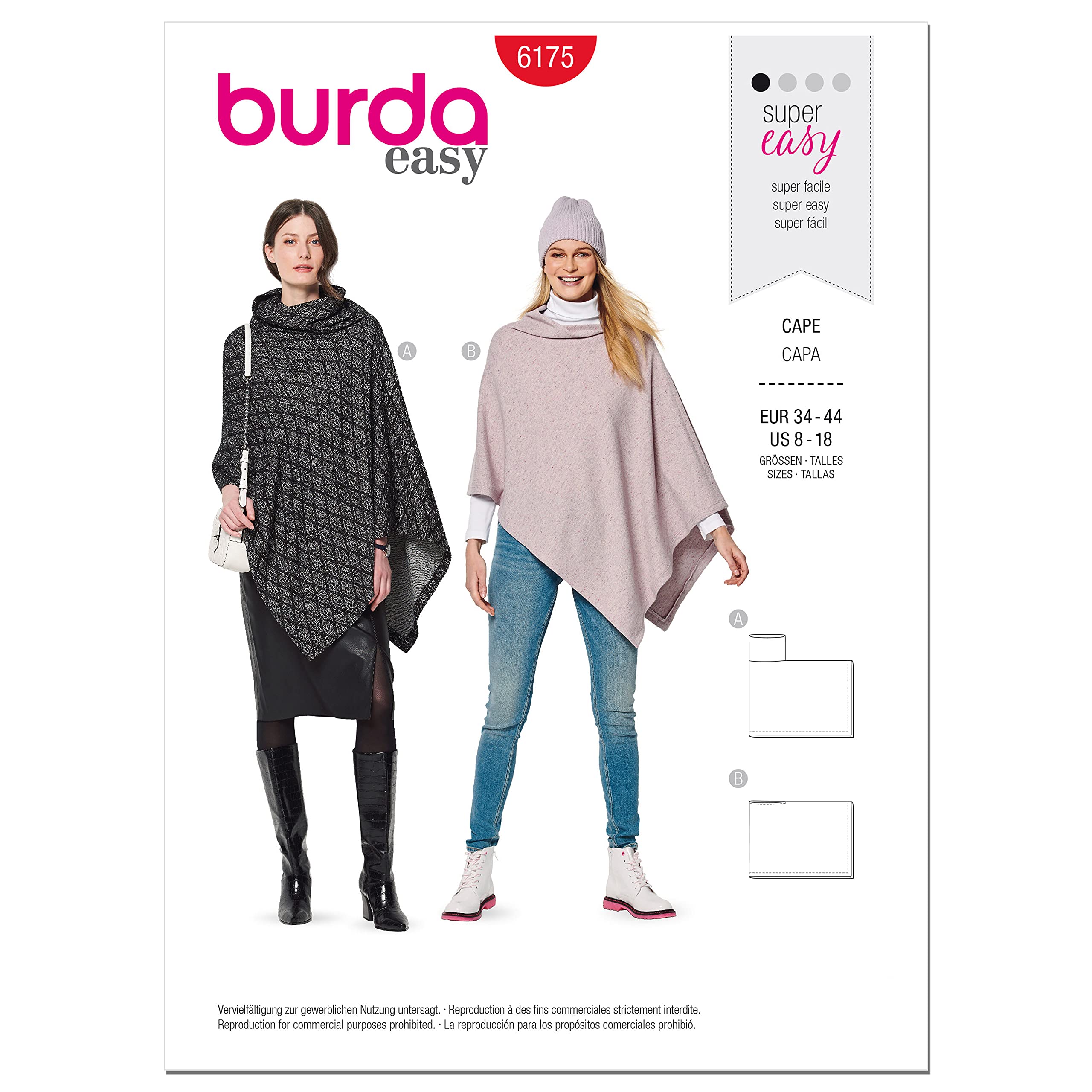 burda-style-6175-damen-poncho-jacke-papierschnittmuster-gr-34-44 image 1