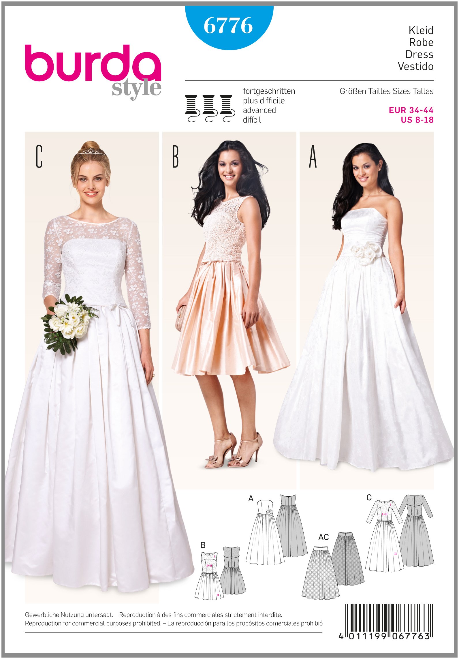burda-style-schnittmuster-6776-damen-korsagenkleid-und-brautkleid-gr-34-44 image 1