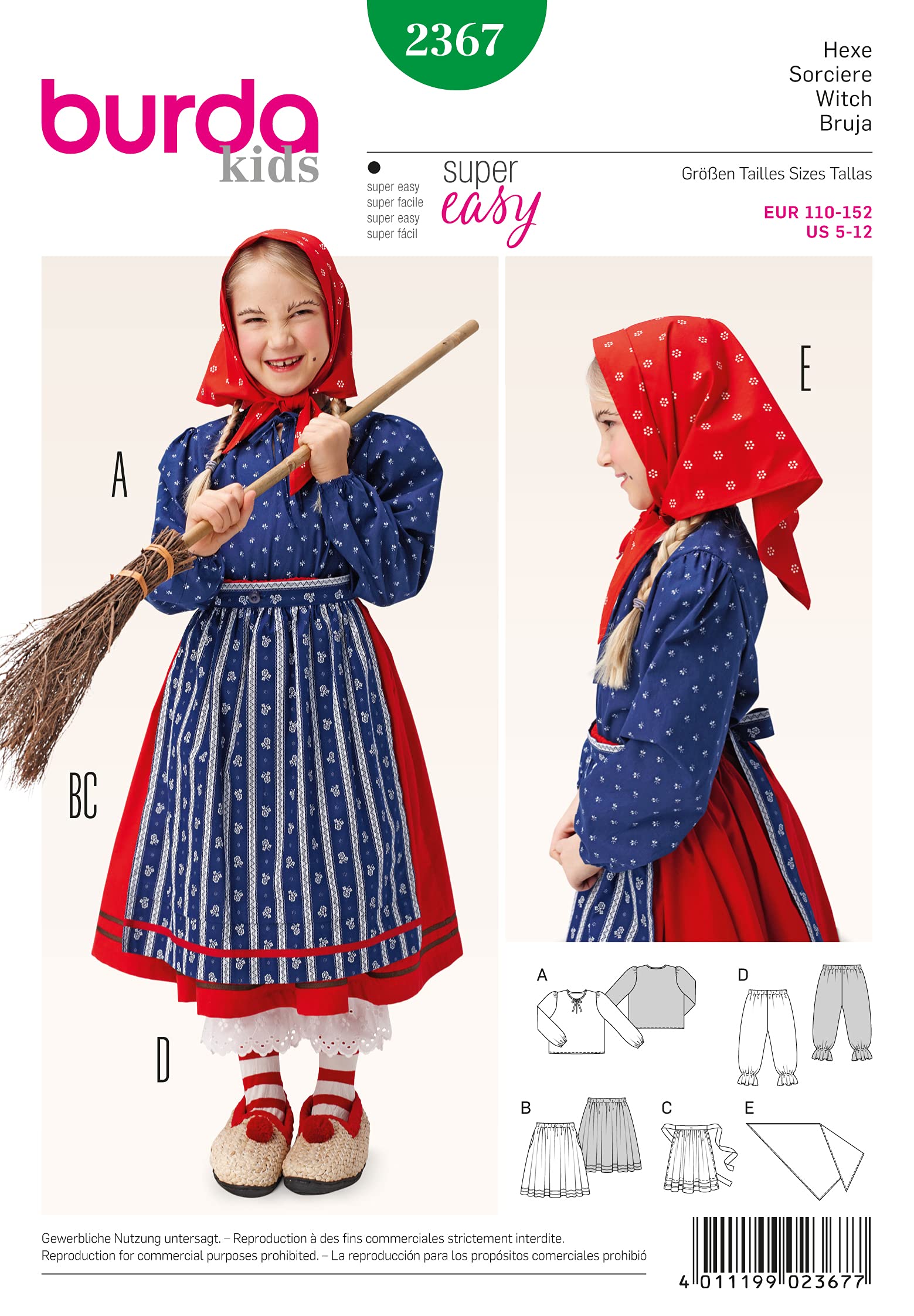 burda-style-2367-m-dchen-hexen-kost-m-schnittmuster-gr-110-152 image 4