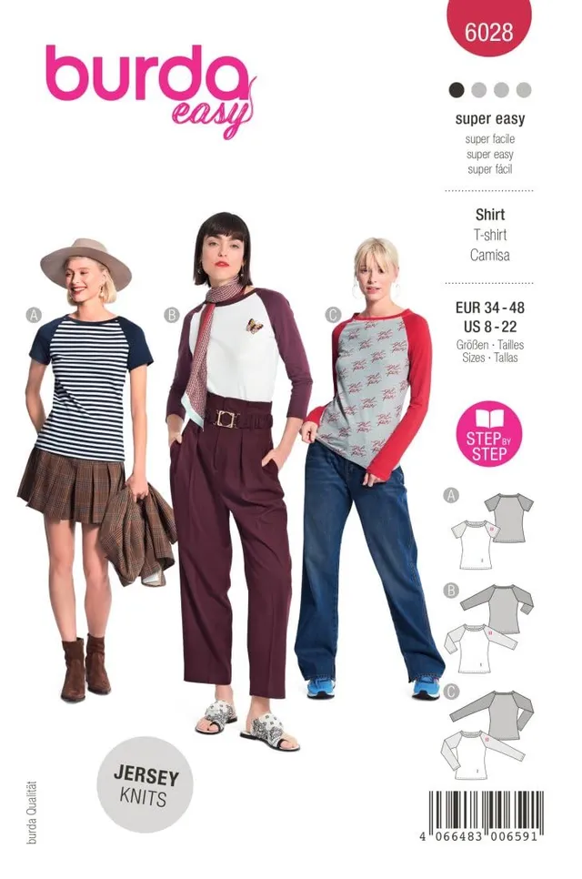 burda-style-6028-schnittmuster-shirt-mit-abgesetzten-rmeln-damen-gr-34-48 image 1