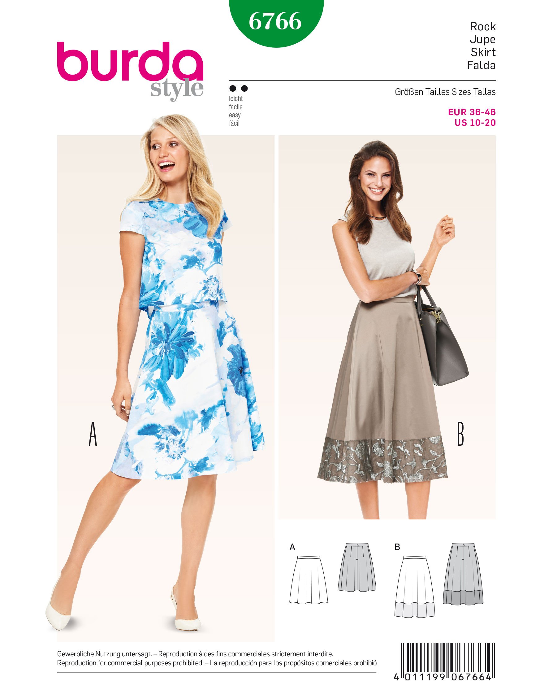 burda-style-6766-schnittmuster-damen-rock image 1
