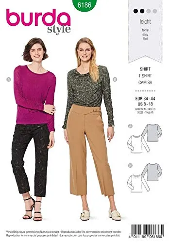 burda-style-6186-schnittmuster-shirt-damen-gr-34-44-level-2-leicht image 1