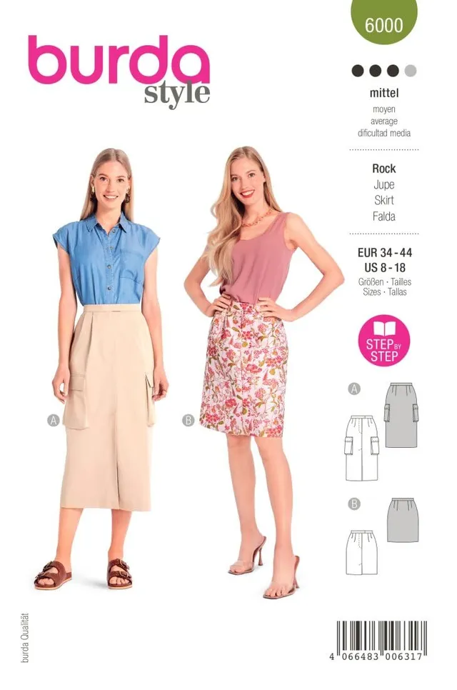 burda-style-schnittmuster-6000-midir-cke-mit-schlitz-und-taschen-damen-gr-34-44- image 1
