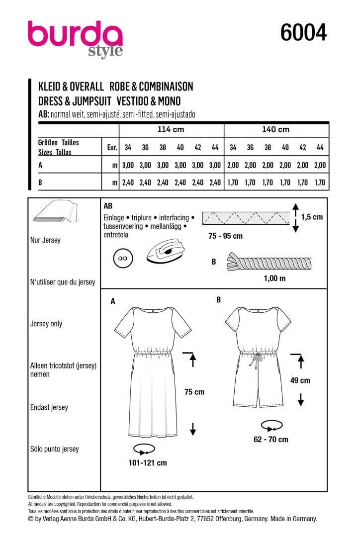 burda-style-6004-schnittmuster-kleid-und-overall-damen-gr-34-44-n-hlevel-leicht image 3