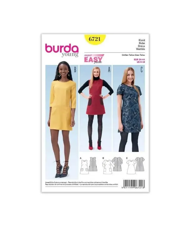 burda-6721-schnittmuster-damen-tr-gerkleid-ausgestellt-gr-34-44 image 1