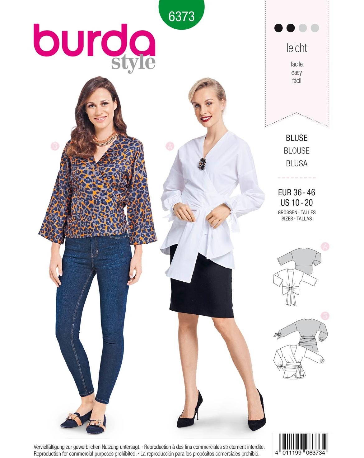 burda-6373-schnittmuster-damen-wickelbluse-gr-36-46-level-2-leicht image 1