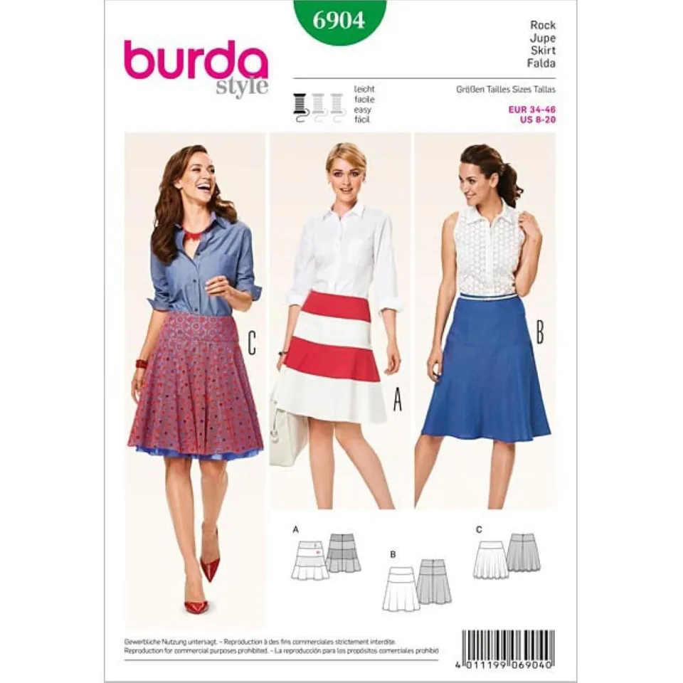 burda-style-6904-damen-rock-mit-h-ftpasse-gr-34-46 image 1