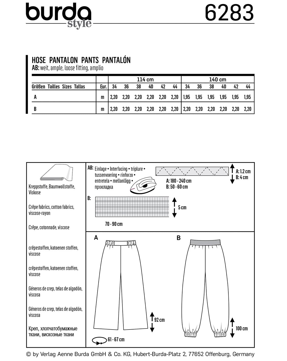 burda-style-hose-6283-damen-freizeithose-gr-34-44-papierschnittmuster image 2
