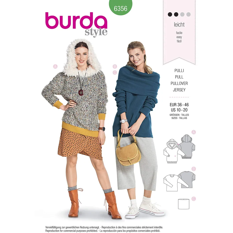 burda-style-6356-pullover-schnittmuster-gr-38-48-mit-kapuze image 1
