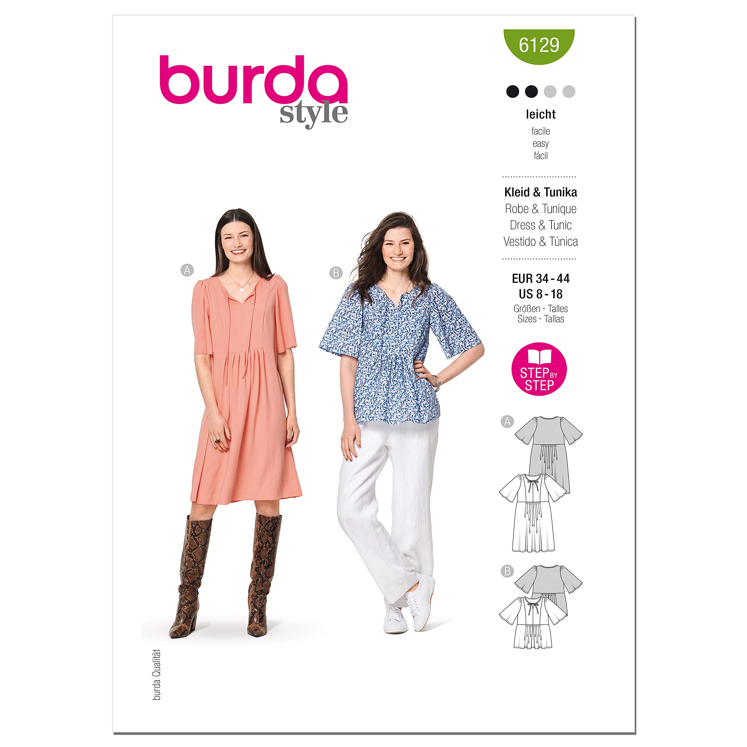 burda-style-x06129burda-schnittmuster-set-tunika-und-kleid-damen-gr-34-44 image 1