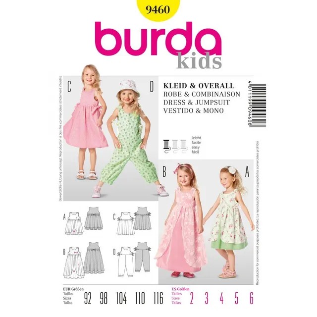 burda-style-b9460-schnittmuster-kids-kleid-und-overall-gr-92-116 image 1