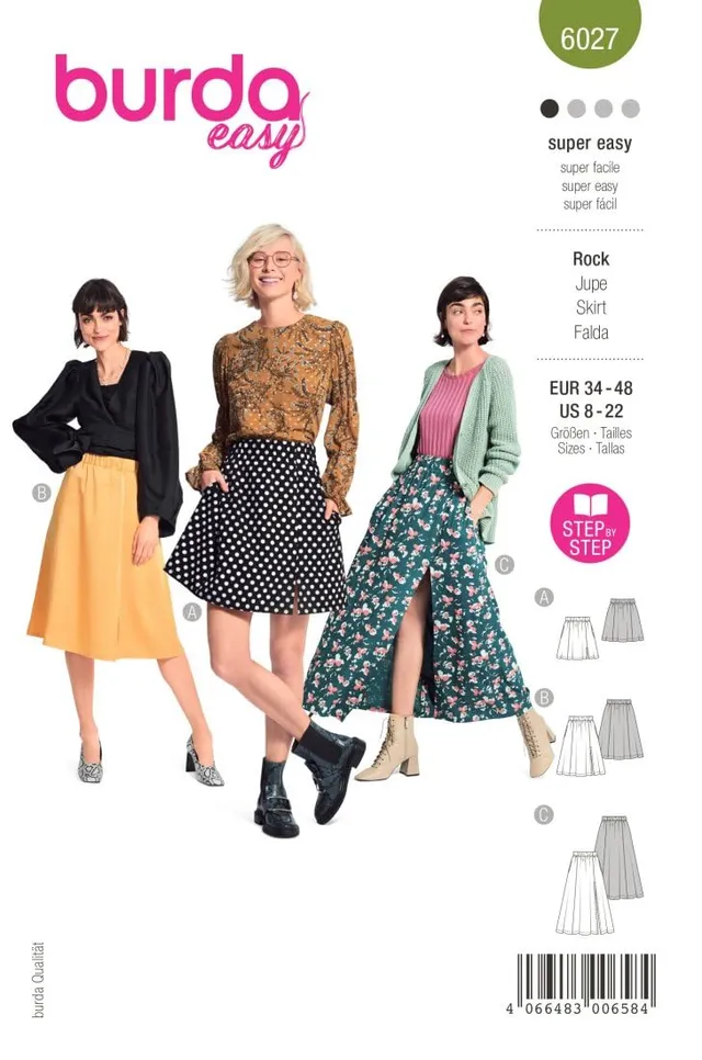 burda-style-schnittmuster-6027-sommerliche-r-cke-mini-midi-und-maxi-damen-gr-34- image 1