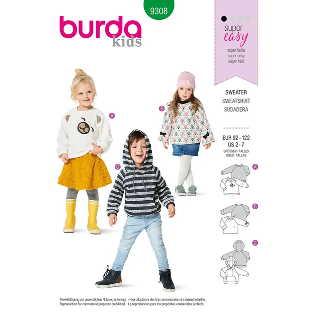 burda-style-schnittmuster-9308-m-dchen-sweater-hoodie-gr-92-122 image 1