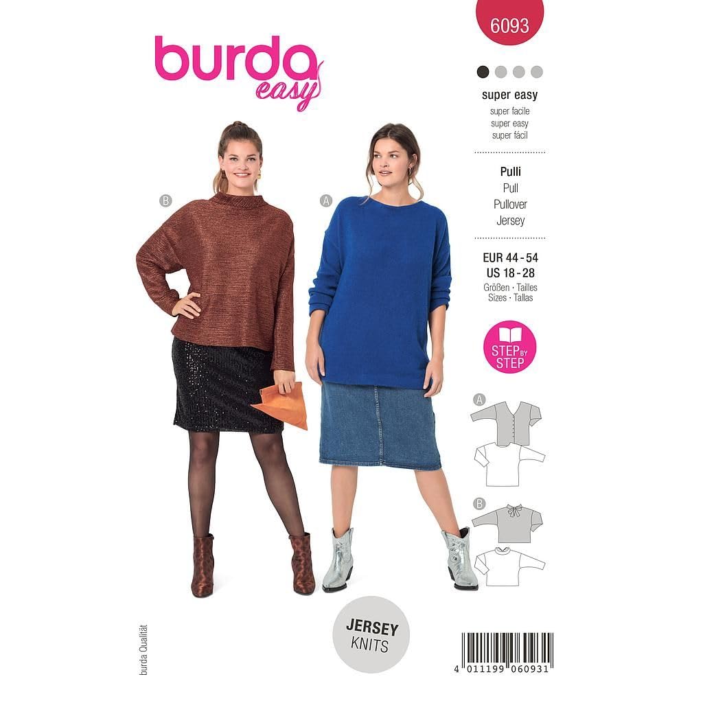 burda-style-6093-papierschnittmuster-damen-pullovervariationen-gr-44-54 image 1