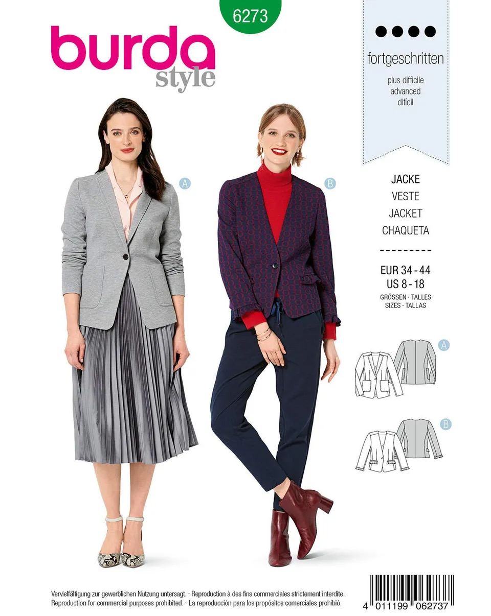 burda-style-6273-jersey-blazer-damen-34-44-halb-gef-ttert image 1