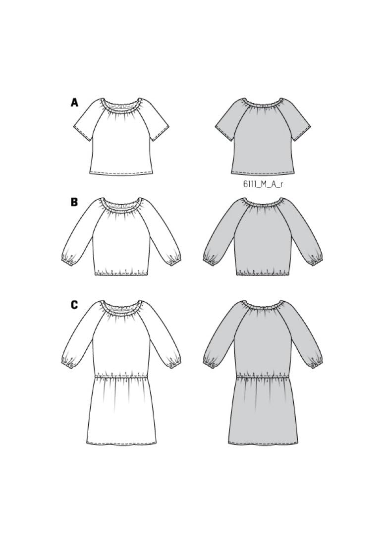 burda-style-6111-schnittmuster-bluse-und-kleid-damen-gr-34-44-level-1-super-easy image 4
