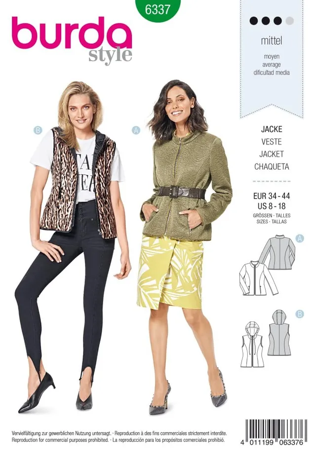 burda-style-schnittmuster-6337-damen-steppjacke-mit-kapuzenweste-gr-34-44 image 1