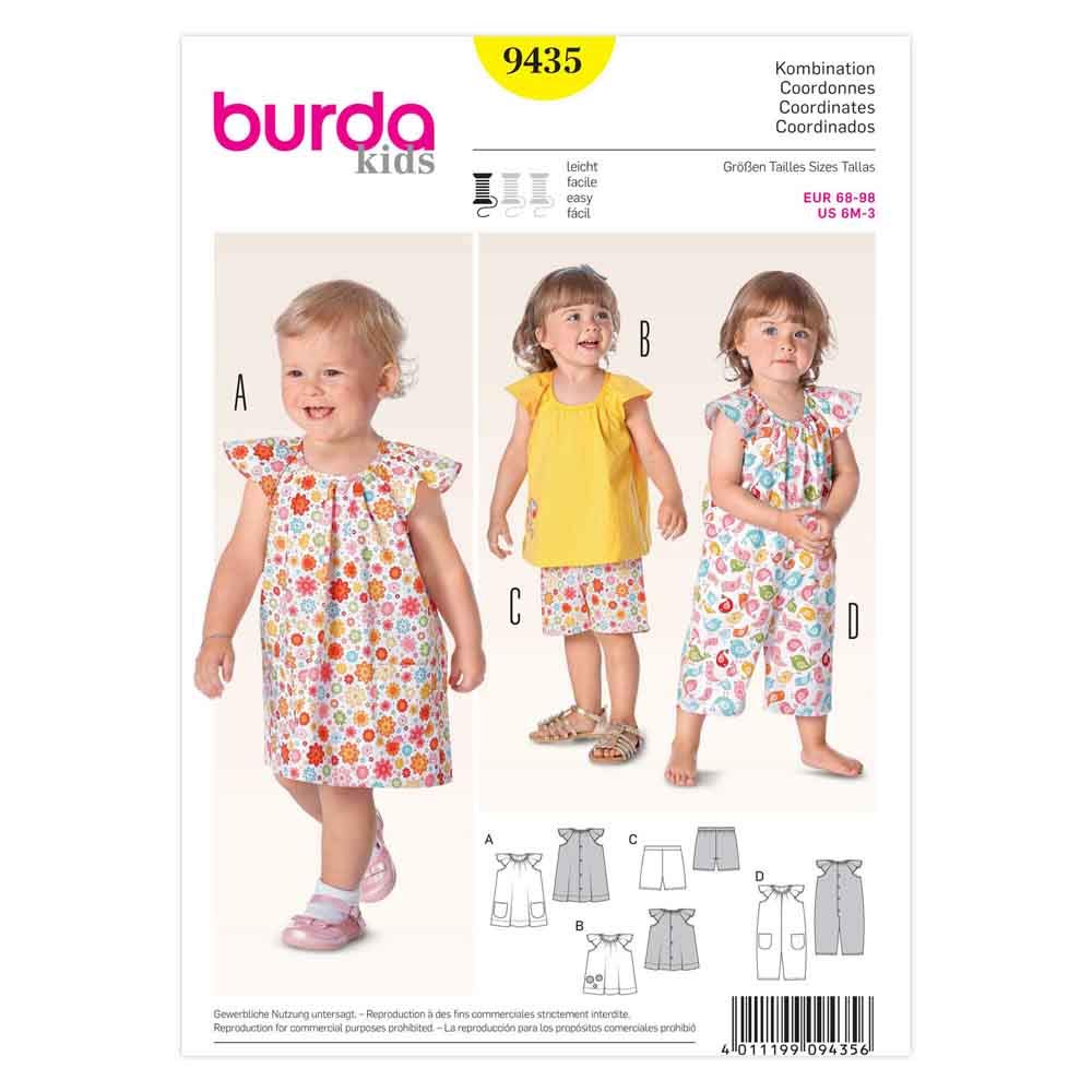 burda-style-9435-baby-schnittmuster-kleid-top-hose-overall-gr-68-98 image 1