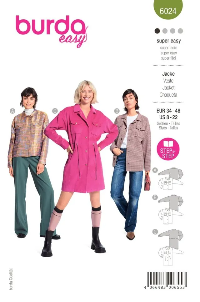 burda-style-6024-schnittmuster-hemdjacke-und-long-shackets-damen-gr-34-48 image 1