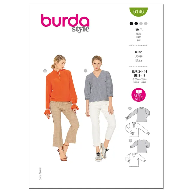 burda-style-schnittmuster-set-blusen-r-schen-und-v-ausschnitt-damen-gr-34-44 image 1
