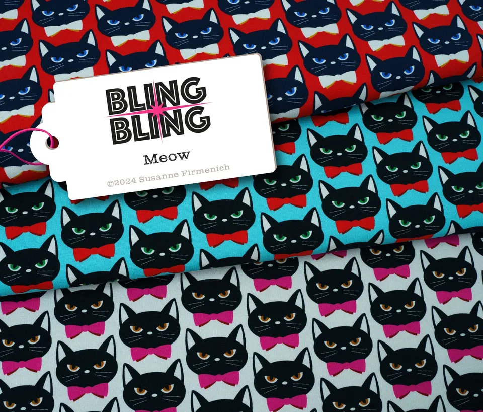albstoffe-bling-bling-meow-canvas-bio-baumwolle-meterware image 1