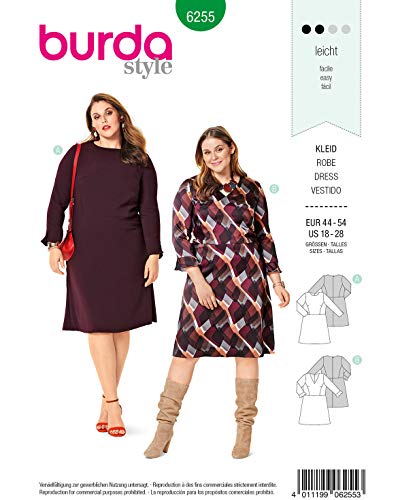 burda-schnittmuster-6255-damen-langarmkleider-gr-44-54-plus-size image 2