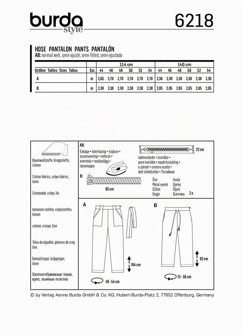 burda-style-6218-schnittmuster-damen-hose-gr-44-54 image 6