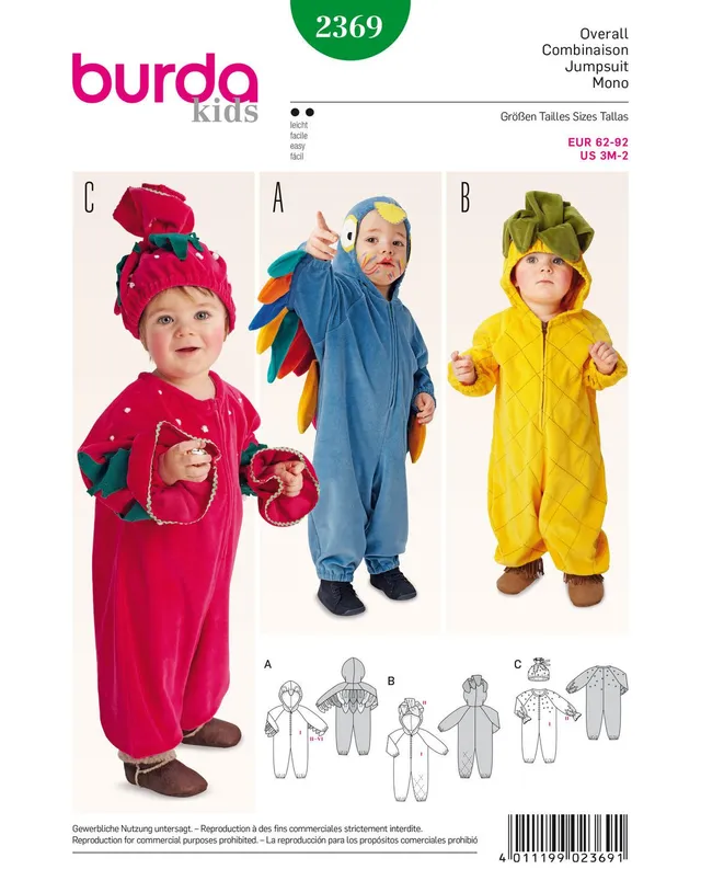 burda-style-2369-schnittmuster-baby-overall-gr-62-92 image 1