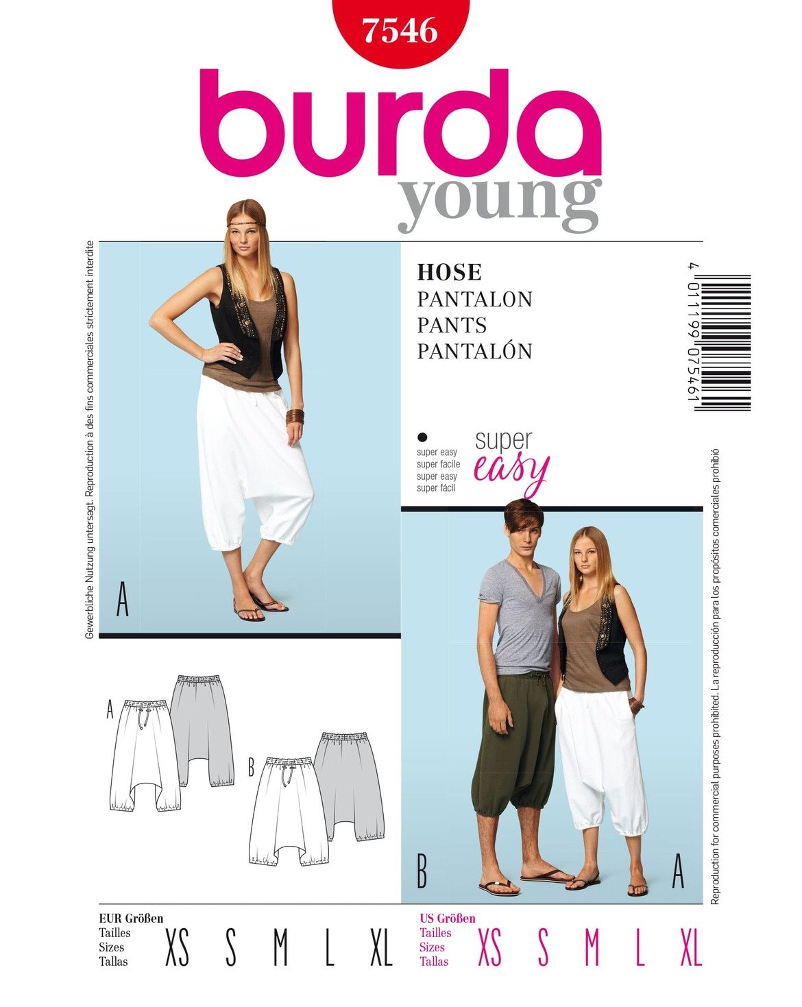 burda-style-schnittmuster-7546-sarouel-hose-f-r-damen-herren-gr-32-50-44-56 image 1