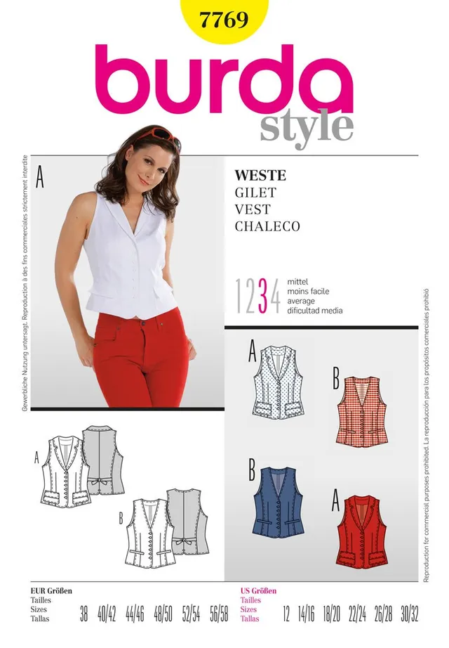 burda-style-schnittmuster-damen-weste-7769-gr-38-58 image 1