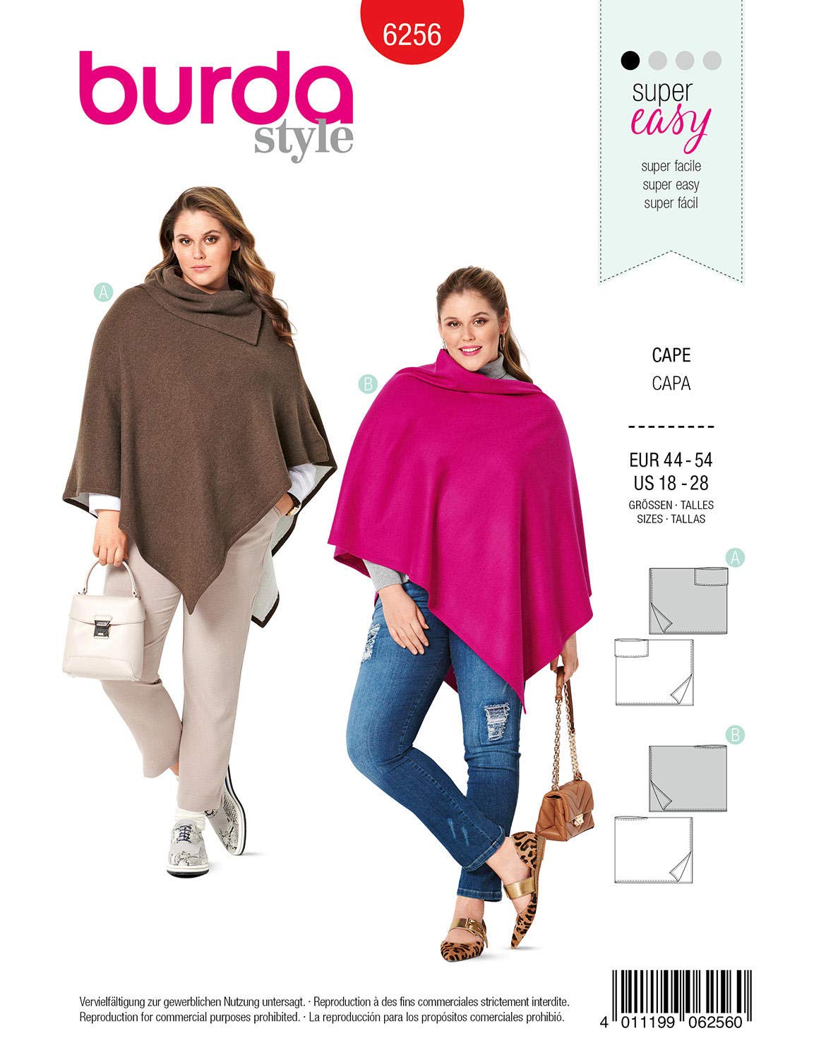 burda-style-6256-cape-schnittmuster-damen-gr-44-54 image 1