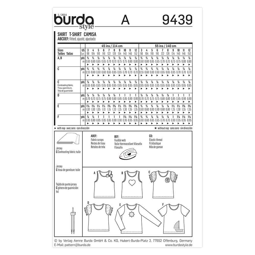 burda-schnittmuster-9439-t-shirt-top-kids-gr-98-152 image 2