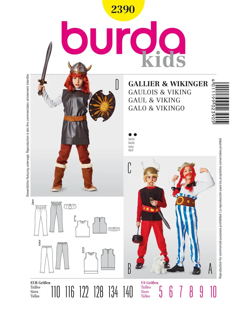 burda-style-2390-faschingskost-m-gallier-wikinger-kinderschnittmuster-gr-110-140 image 1