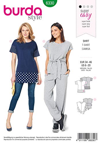 burda-style-schnittmuster-6330-damen-shirts-langarm-kurzarm-gr-34-44 image 2