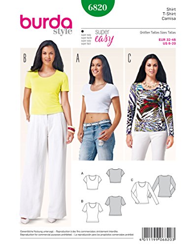 burda-style-burda-easy-6820-schnittmuster-damen-t-shirt-gr-32-46 image 5