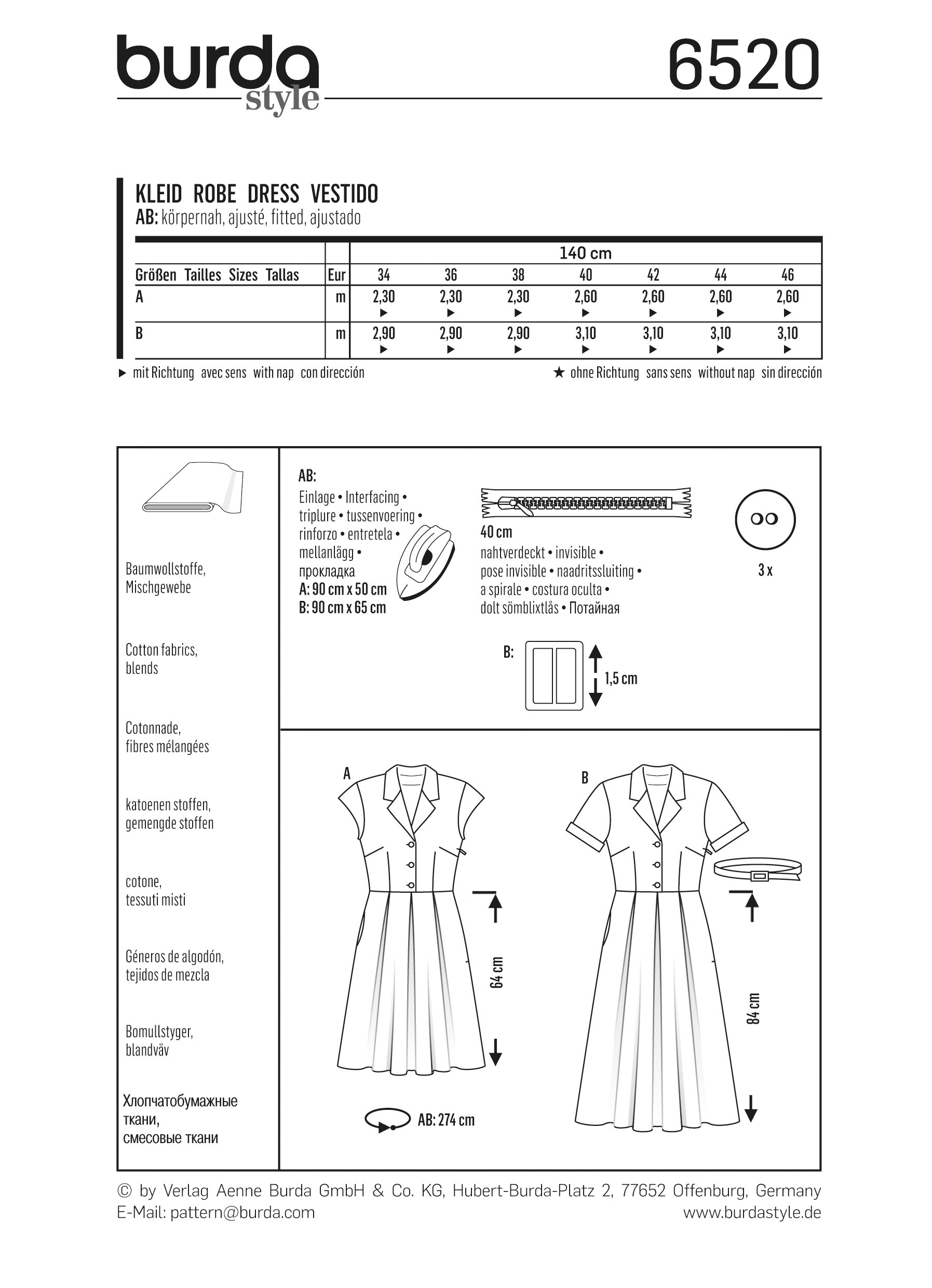 burda-style-schnittmuster-6520-damen-hemdblusenkleid-und-faltenrock-gr-34-46 image 3