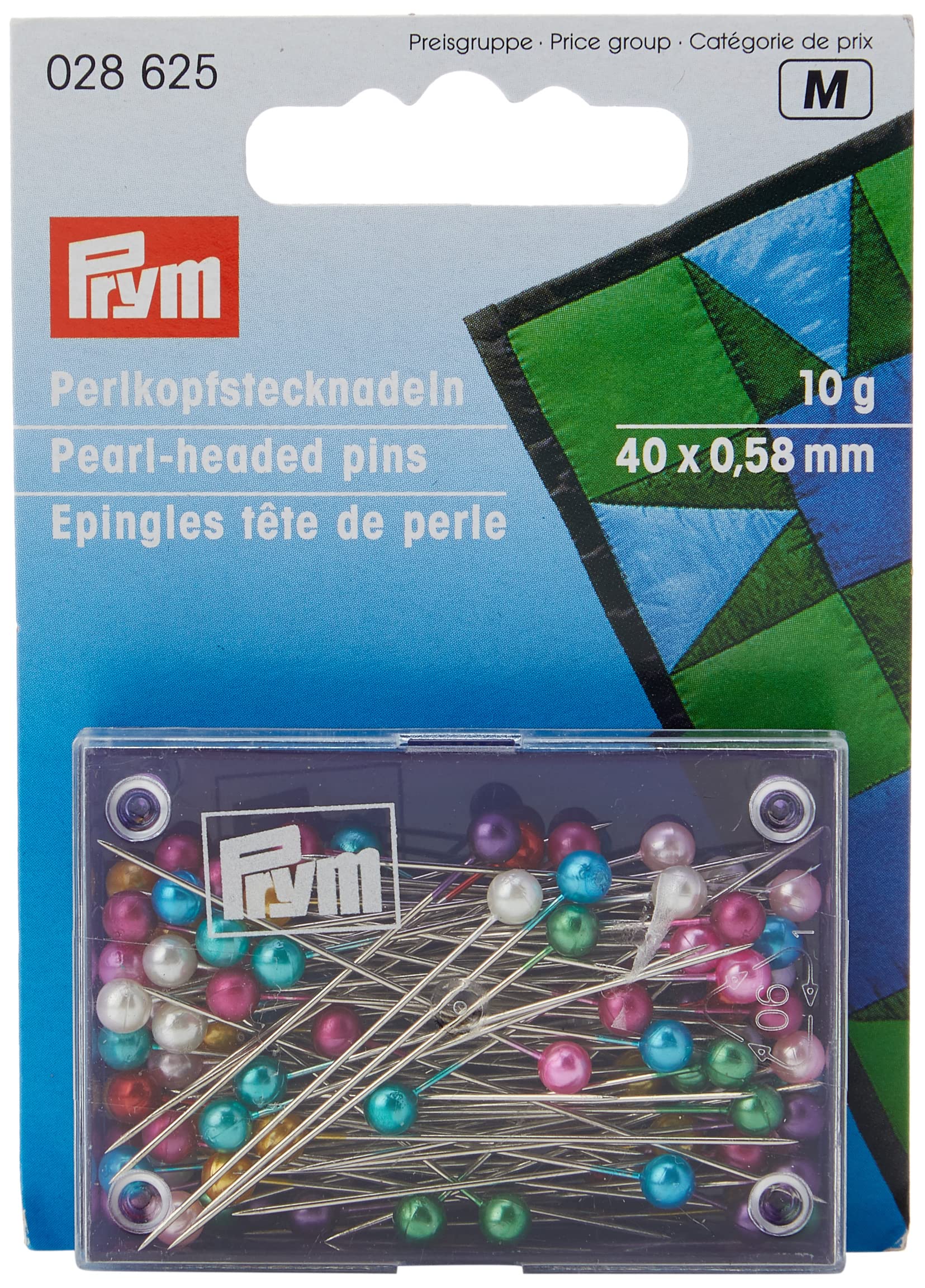 prym-028625-perlkopf-stecknadeln-0-58-x-40-mm-bunt-sortiert-karte-mit-dose image 2